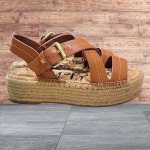 NIB SAM EDELMAN Aisling Espadrille Platform Sandals 6.5 Brown